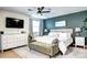 Inviting main bedroom with a feature wall, ample natural light, and elegant decor at 8581 W Hinsdale Pl, Littleton, CO 80128