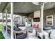 Covered patio with comfortable seating, outdoor TV, heater, and stylish decor, perfect for entertaining at 8581 W Hinsdale Pl, Littleton, CO 80128