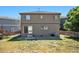 Backyard view of a two-story house with a well-maintained lawn and privacy fence at 4697 Waldenwood Dr, Highlands Ranch, CO 80130