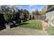 Lush backyard with healthy grass, raised garden beds, privacy fence, and mature landscaping at 9768 Otis Dr, Broomfield, CO 80021