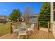 Back deck with a table and chairs offers an outdoor dining space at 7661 Chickaree Ct, Littleton, CO 80125