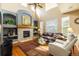 Spacious living room with hardwood floors, fireplace, and comfortable seating area at 7661 Chickaree Ct, Littleton, CO 80125