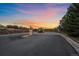 A grand entrance at sunset, with a stone wall, and a neatly paved driveway at 1159 Buffalo Ridge Rd, Castle Pines, CO 80108