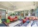 Inviting sunroom with comfortable seating and a view of the well-maintained backyard at 11279 E Alaska Pl, Aurora, CO 80012