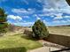 Well-maintained backyard features lush greenery, mature trees, and a privacy fence at 5090 Golden Valley Trl, Castle Rock, CO 80109