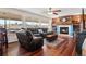 Inviting living room featuring a fireplace, wood floors, and large windows with views at 5090 Golden Valley Trl, Castle Rock, CO 80109