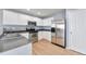 Modern kitchen with stainless steel appliances and white cabinetry at 11069 York St, Northglenn, CO 80233