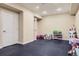 This basement space offers recessed lighting and black rubber flooring at 10935 Valleybrook Cir, Highlands Ranch, CO 80130