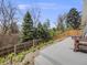 A concrete back patio area is furnished with outdoor seating, and is surrounded by a wooden fence and mature trees at 6863 S Detroit Cir, Centennial, CO 80122