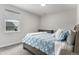 Bright bedroom featuring a bed with blue comforter, and a window overlooking the neighborhood at 5736 Cadara Way, Parker, CO 80134