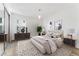 Serene bedroom with a plush bed, stylish furnishings, modern lighting and sleek dark wood accents at 2 Adams St # 608, Denver, CO 80206