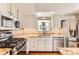 Well-equipped kitchen with granite countertops and white cabinets at 3242 S Heather Gardens Way, Aurora, CO 80014