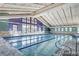 Indoor swimming pool with multiple lanes and large windows at 3242 S Heather Gardens Way, Aurora, CO 80014