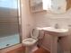 Clean bathroom with shower, sink, and toilet at 2624 S Carson Way, Aurora, CO 80014