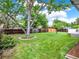 This backyard features a well-kept lawn, large tree, and privacy fence at 6943 Ingalls St, Arvada, CO 80003
