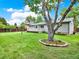 A spacious backyard features beautiful tree and a lovely deck at 6943 Ingalls St, Arvada, CO 80003