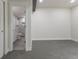 Carpeted basement living area next to stylish bathroom with shower at 3711 Pecos St, Denver, CO 80211