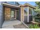 Charming front entrance with gray siding, stone accents, a bay window, and a welcoming front door at 2629 Wisteria Dr, Erie, CO 80516