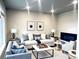 Cozy living room featuring neutral colors, a comfortable couch, and a decorative fireplace, creating a relaxing space at 14673 E Belleview Dr, Aurora, CO 80015