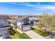 Charming two-story home with a well-manicured lawn and attached garage, nestled in a friendly neighborhood under a clear blue sky at 8827 Cloverleaf Cir, Parker, CO 80134