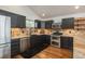 Modern kitchen featuring stainless steel appliances, granite countertops, and stylish dark cabinetry at 28364 Tresine Dr, Evergreen, CO 80439
