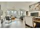 Modern living area with large windows showcasing city views, comfortable seating, and sleek workspace at 1750 Wewatta St # 834, Denver, CO 80202