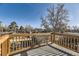 Rooftop deck with wooden railings offering city views with shade created by the trees at 2631 W 34Th Ave, Denver, CO 80211