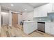 Modern kitchen featuring white cabinetry, stainless steel appliances, and an eat-in island with barstool seating at 11343 E 163Rd Ct, Brighton, CO 80602