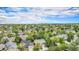 Expansive aerial view of a residential neighborhood with tree-lined streets and diverse rooftops at 5214 S Tibet St, Aurora, CO 80015