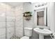 Stylish bathroom with a modern walk-in shower and sleek fixtures at 3612 Rosewalk Cir, Highlands Ranch, CO 80129