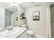 Well-lit bathroom with a marble countertop, modern fixtures, and elegant decor at 3612 Rosewalk Cir, Highlands Ranch, CO 80129