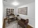 Home office with wood desk and chair, industrial shelves, and map at 828 Mariposa St, Denver, CO 80204