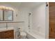 Updated bathroom with subway tile surround, and modern fixtures at 291 W Sycamore Ln, Louisville, CO 80027