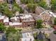 Beautiful aerial view of a neighborhood with tree-lined streets and attractive brick buildings at 2524 Champa St # 1, Denver, CO 80205