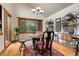 Inviting dining room featuring wood floors, window views, wood trim, and unique decor at 30122 Nancys Ln, Conifer, CO 80433
