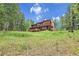 Beautiful house on a hill surrounded by grassy area and tall trees at 30122 Nancys Ln, Conifer, CO 80433