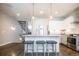 Modern kitchen featuring a breakfast bar, sleek countertops, stainless steel appliances, and pendant lighting at 1323 Elati St # 3, Denver, CO 80204