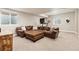 The finished basement features a large sectional, media center, and egress windows at 3319 Starry Night Loop, Castle Rock, CO 80109