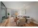Comfortable living room with a modern fireplace, stylish furniture, and plenty of natural light at 1423 Xavier St, Denver, CO 80204