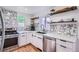 Beautiful kitchen featuring modern appliances, white cabinets, and stylish backsplash at 7070 W 39Th Ave, Wheat Ridge, CO 80033