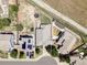 Aerial view of a property highlighting its layout, landscaping, and outdoor amenities at 3972 S Shawnee Way, Aurora, CO 80018