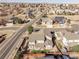 Panoramic aerial view of the home nestled within a friendly neighborhood with well-maintained streets at 1828 Aquamarine Ct, Castle Rock, CO 80108