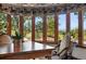 Dining table near a bay window showing a scenic view of trees and mountains in the distance at 3720 Ranch Hand Ln, Castle Rock, CO 80104
