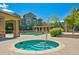 Outdoor hot tub and pool area with lush landscaping and elegant residential buildings at 18669 Stroh Rd # 10208, Parker, CO 80134