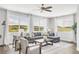 Bright living room with large windows, a comfortable sofa, and scenic views at 19887 Kershaw Ct, Monument, CO 80132