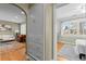 Bright hallway with built-in storage and views into living room and bedroom at 2602 S Lafayette St, Denver, CO 80210