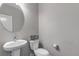 Powder room with modern sink, vanity, toilet and mirror at 3945 John Ave, Castle Rock, CO 80104