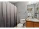 Bathroom with double vanity and shower/tub combo at 985 Burning Bush Pt, Monument, CO 80132