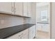 Functional pantry area with ample counter space, white cabinets, and modern fixtures at 13765 Emerald Lake St, Parker, CO 80138
