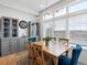 Bright dining area with wooden table, upholstered chairs, and large windows overlooking the landscape at 5469 S Curtice St # E, Littleton, CO 80120